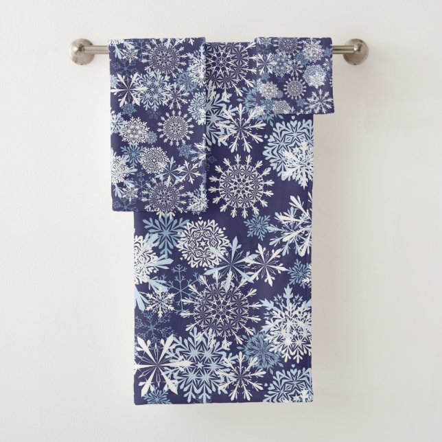 Conjunto De Toalhas NIght Sky de inverno com flocos de neve (Insitu)