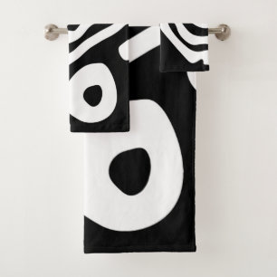 Conjunto De Toalhas No Profundo: Abstrato preto e branco
