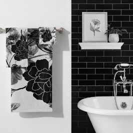 Conjunto De Toalhas Noir Floral Borboleta Moderna