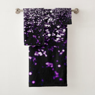 Conjunto De Toalhas Noite Escura, Purple Silver Glitter #1 #Brilhante