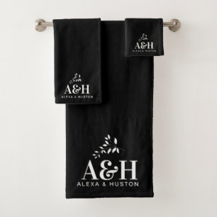 Conjunto De Toalhas Noiva do Monograma e Moderna Minimalista do Casame