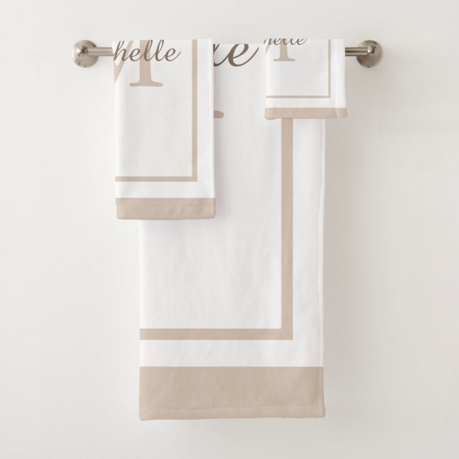 Conjunto De Toalhas Nome com Letra de Monograma Elegante Bordada (Insitu)