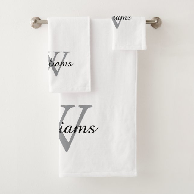 Conjunto De Toalhas Nome com Script de Monograma Elegante (Insitu)