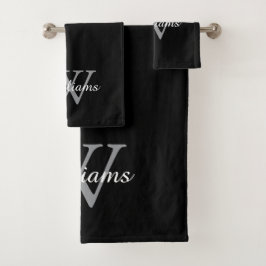 Conjunto De Toalhas Nome com Script de Monograma Elegante