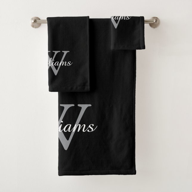 Conjunto De Toalhas Nome com Script de Monograma Elegante (Insitu)