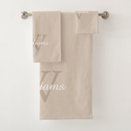 Conjunto De Toalhas Nome com Script de Monograma Elegante