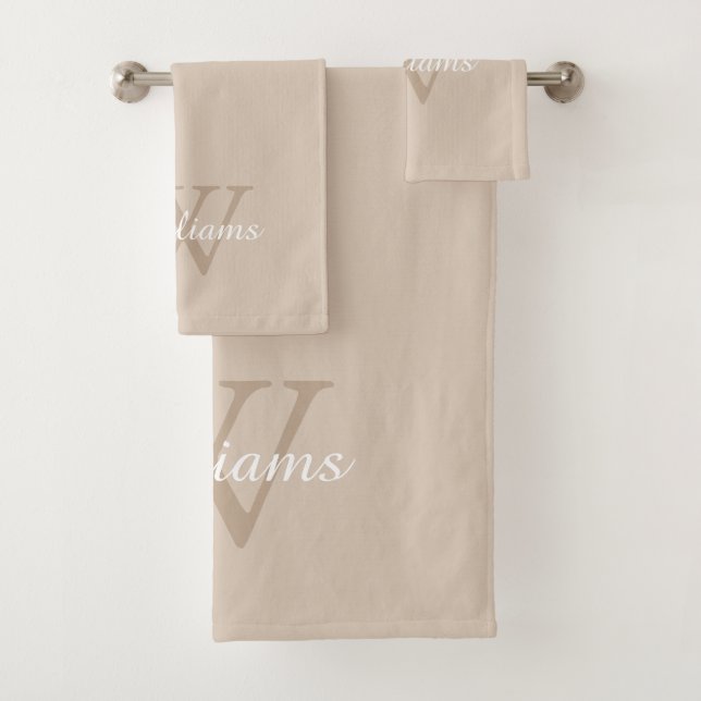 Conjunto De Toalhas Nome com Script de Monograma Elegante (Insitu)
