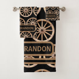 Conjunto De Toalhas Nome da Família Elegante de Velha Moda Rustic Farm