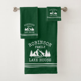 Conjunto De Toalhas Nome da família Lago House Trees Forest Green