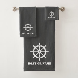 Conjunto De Toalhas Nome da família ou Cinza de bordo do navio náuti