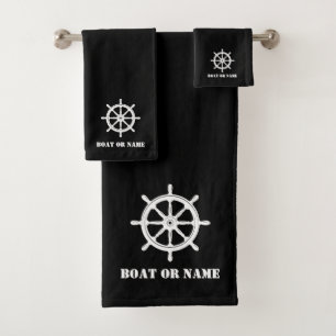 Conjunto De Toalhas Nome da família ou embarcação Náutico Navio He