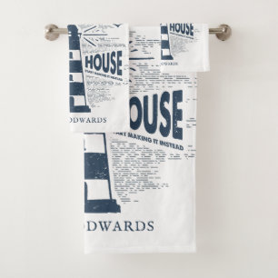 Conjunto De Toalhas Nome da Família Personalizada Light House