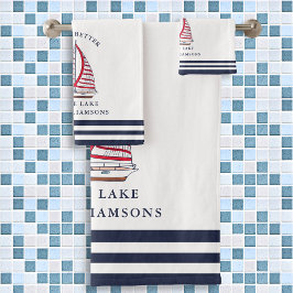 Conjunto De Toalhas Nome da família Sailboat Life é Melhor no lago