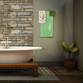 Conjunto De Toalhas Nome de flores silvestres verdes brancas vermelhas