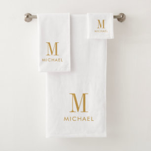 Conjunto De Toalhas Nome de Script Dourado do Monograma Elegante