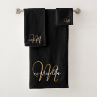 Nome de Script Dourado do Monograma Preto