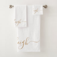 Nome de Script Dourado Elegante Moderno Branco