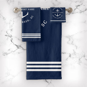 Conjunto De Toalhas Nome do Barco Personalizado Moderno Bem-vindo a Bo