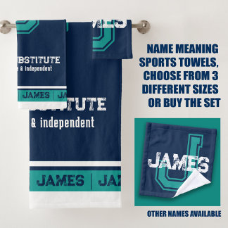 Conjunto De Toalhas Nome do James que significa estilo esportivo azul 