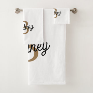 Conjunto De Toalhas Nome do Monograma Elegante Moderno Script Dourado