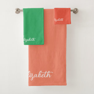 Conjunto De Toalhas Nome do script Personalizar Salmão Laranja Modelo
