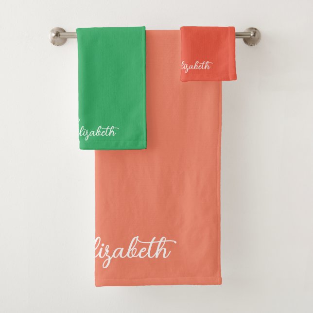 Conjunto De Toalhas Nome do script Personalizar Salmão Laranja Modelo  (Insitu)