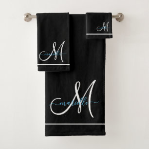 Conjunto De Toalhas Nome do Script Turquoise Inicial do Monograma Bran