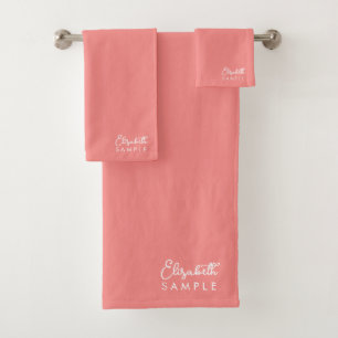Conjunto De Toalhas Nome Mais Apricot Modelo Calligrafado Moderno