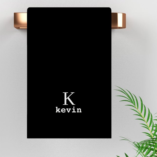 Conjunto De Toalhas Nome moderno e elegante do monograma preto e branc (Criador carregado)