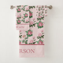 Nome Monograma Rosas Cor-de-Rosa Floral Shabby Chi