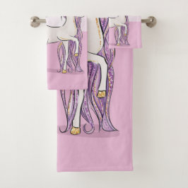 Conjunto De Toalhas Nome Personalizado 8º Cavalo Rosa de Aniversário c