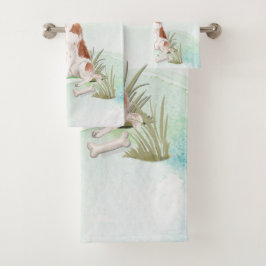 Conjunto De Toalhas Nome personalizado Brittany Pet Dog