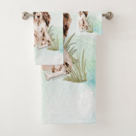 Conjunto De Toalhas Nome Personalizado Cão Pet do Cocker Spaniel