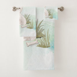 Conjunto De Toalhas Nome Personalizado Cão Pet Westie