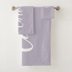 Conjunto De Toalhas Nome Personalizado da Caligrafia Chic Dusty Lilac