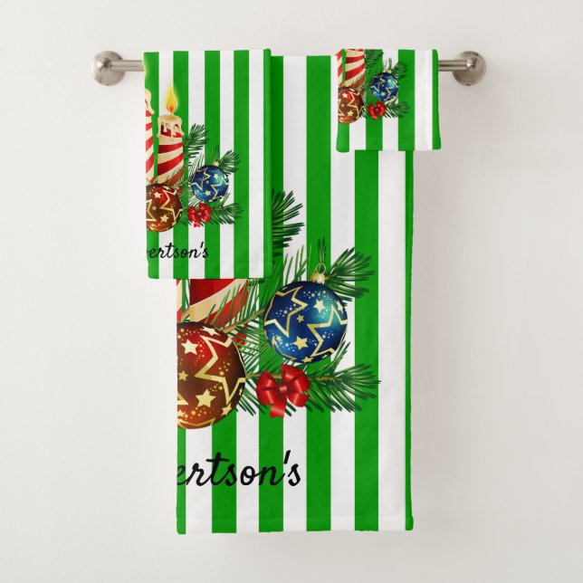 Conjunto De Toalhas Nome Personalizado da Faixa de Natal do Salão de B (Insitu)