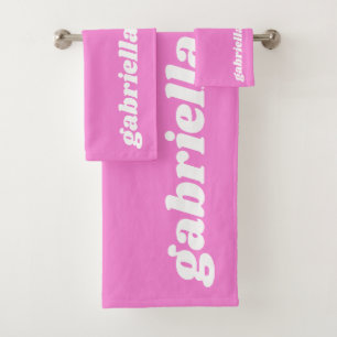 Conjunto De Toalhas Nome Personalizado da Tipografia Retroativa Rosa