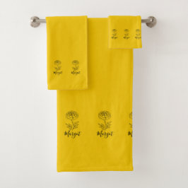 Conjunto De Toalhas Nome Personalizado Flor de Nascimento de Outubro M