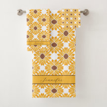 Nome personalizado Padrão de girassol em branco