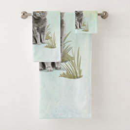 Conjunto De Toalhas Nome Personalizado Pet de Cabelo Curto Britânico