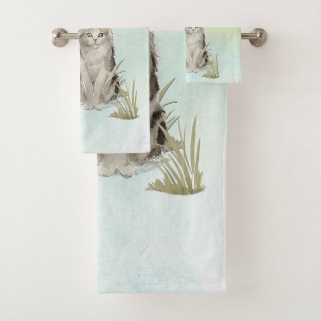 Conjunto De Toalhas Nome Personalizado Ragamuffin Cat Pet (Insitu)