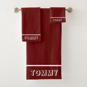 Conjunto De Toalhas Nome Simples Elegante em Texto sobre Marrom