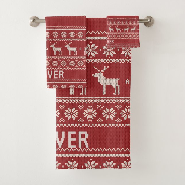 Conjunto De Toalhas Nordic Reindeer Christmas Personalized  (Insitu)