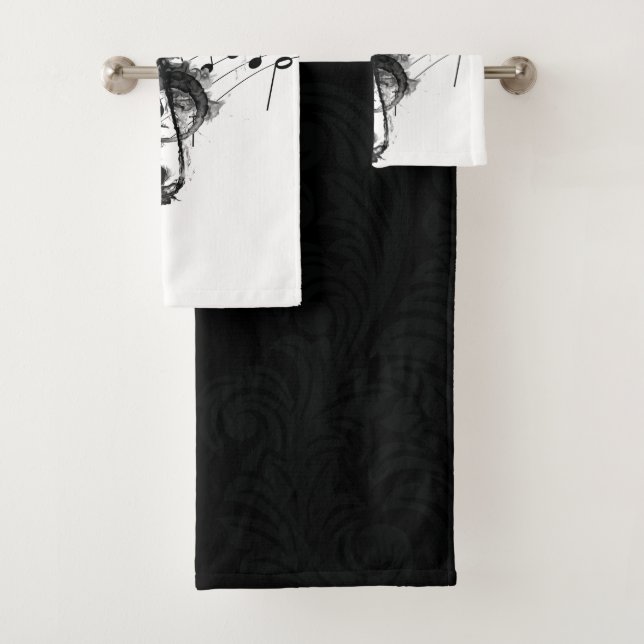 Conjunto De Toalhas Nota musical de luxo preto e branco (Insitu)