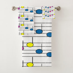 Conjunto De Toalhas Notas de Música Musical Amarelo-Púrpura, Cor-de-ro