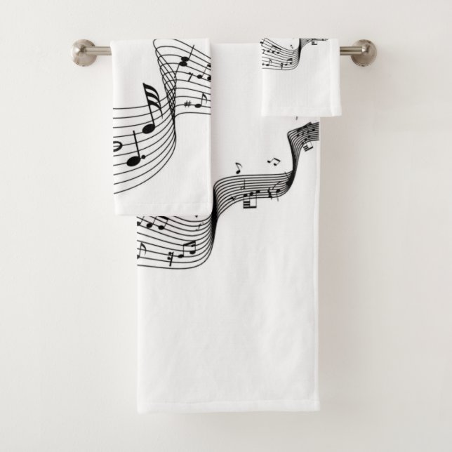 Conjunto De Toalhas Notas Musicais em Prata (Insitu)