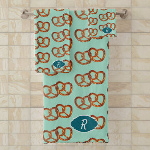 Conjunto De Toalhas Números de Pretzel de Pão do Tema: Seu monograma /