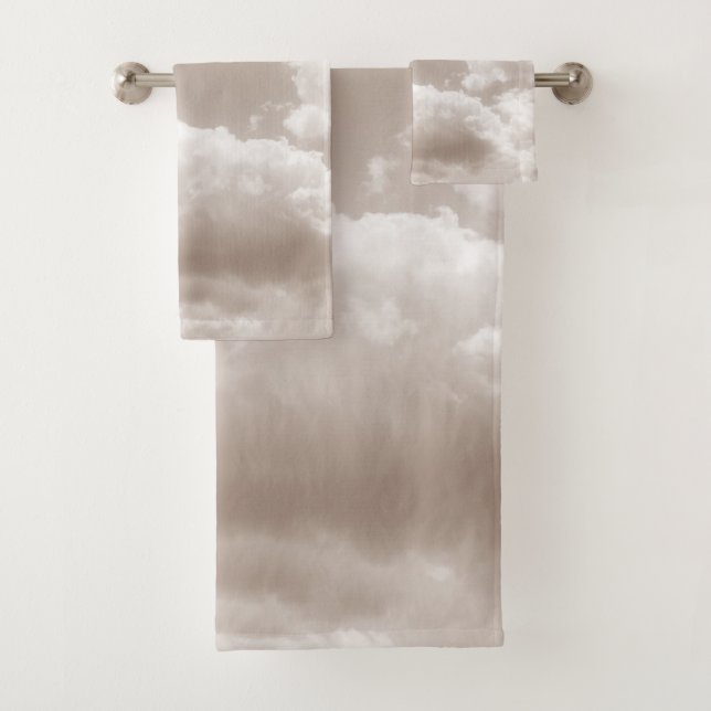 Conjunto De Toalhas Nuvens bege Suave 5 #nuvens #arte (Insitu)