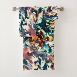 Conjunto De Toalhas Nuvens coloridas esculpidas em tons de azul e marr