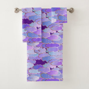 Conjunto De Toalhas Nuvens japonesas, crepúsculo, violeta e roxo profu